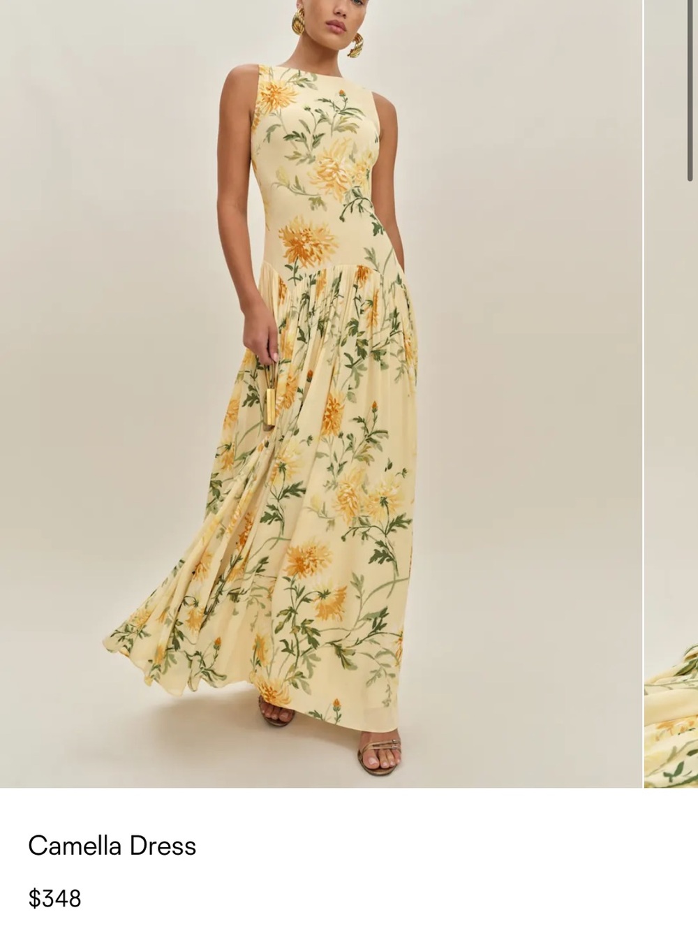 Reformation Camella Maxi Dress in Yellow Floral - Picture 1 of 6